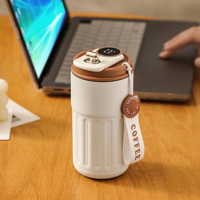 Smart Digital Thermal Bottle 450ml – Intelligent LED Temperature Display Coffee Mug | Stainless Steel Insulated Water Bottle | Hot & Cold Vacuum Flask for Car, Office & Travel