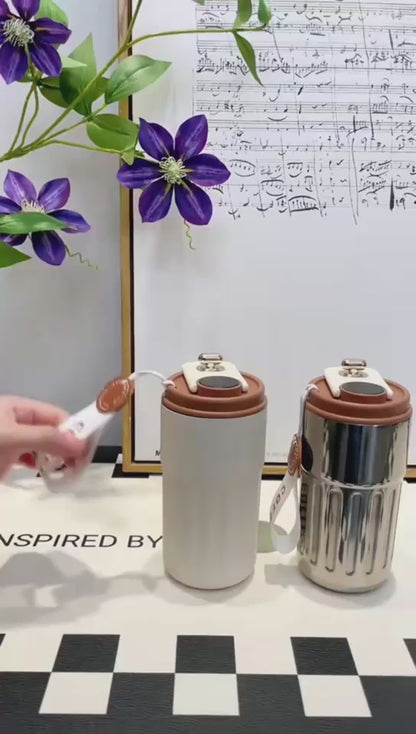 Smart Digital Thermal Bottle 450ml – Intelligent LED Temperature Display Coffee Mug | Stainless Steel Insulated Water Bottle | Hot & Cold Vacuum Flask for Car, Office & Travel