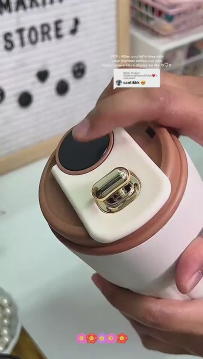 Smart Digital Thermal Bottle 450ml – Intelligent LED Temperature Display Coffee Mug | Stainless Steel Insulated Water Bottle | Hot & Cold Vacuum Flask for Car, Office & Travel